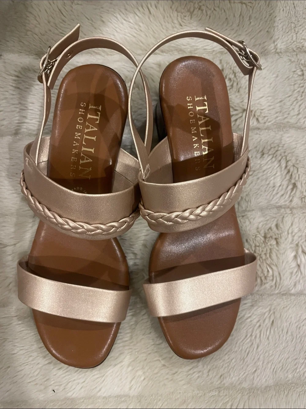 Italian Shoemakers Blush Braided-Strap Leather Sandals - Picture 2 of 5
